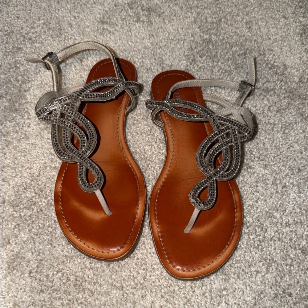 Gianni Bini Tan and Silver Sandals